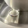 Anillo de Circonita Arcoíris para Mujer Anillo Abierto Apilable Sencillo Elegante Combinable Anillo Geométrico Delgado Anillo Fresco para Estudiantes