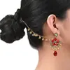 Venta Directa de Fábrica del Nuevo Conjunto de Dos Piezas de Aretes y Cadena para Oreja Estilo Bohemio de Lujo Ligero Retro con Flor, Perla y Borla de Pedrería
