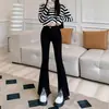 Jeans de Campana Dividida para Mujer Primavera Otoño 2026 Nuevos de Cintura Alta Adelgazantes 150 Persona Baja Pantalones de Campana Negros