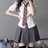 Jk Cintura Camisa Uniforme Top Manga Corta Original Genuino Verano Estilo Universitario Manga Burbuja Camisa Blanca traje