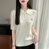 Blusa de Verão Novo Estilo Tencel Texturizado Gola Redonda Manga Curta para Mulheres, Fresca e Respirável, Macia e com Caimento, Versátil e Estilosa para Uso Casual