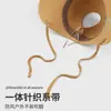 Sombrero de Protección Solar con Cordón, Similar al Estilo de Sun Li, Hecho de Paja, Parte Superior Abierta, para Mujeres, Sombrero de Sol de Ala Ancha para Exteriores de Verano que Hace que la Cara Parezca Más Pequeña, Sombrero de Pescador