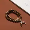 Pulsera de Sándalo Verde, Nueva Pulsera de Cuentas de Buda de Sándalo Verde Estilo Chino, Pulsera de Flor de Durazno, Pulsera Artesanal de Madera, Pulsera de Estilo Étnico