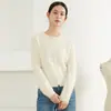 Cardigan de Malha 28s com Pincelamento Nuvem, Mistura de Lã, Seda de Amora e Caxemira, Gola Redonda, Suéter de Lã para o Trabalho, Outono