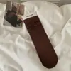 Calcetines de color liso, estilo para las cuatro estaciones, calcetines de media pantorrilla para mujer, algodón, de moda INS, JK japonés, versátiles, sin costuras, calcetines holgados, calcetines largos de otoño