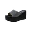 Chinelo feminino de verão 2024, tamanho grande, com sola grossa, modelo anabela, estilo Temu, modelo simples.