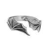 Anillo Vintage de Ángel y Demonio Personalidad Estilo Minimalista Anillo de Dedo Índice con Pluma Moda Versátil Plata Tailandesa de Imitación Anillo Abierto