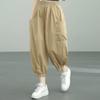 Workwear, calça na altura do tornozelo, calça de harém plus size feminina plus size na moda 2023 Verão novos bloomers de cintura alta