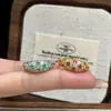 Anillo de Corindón Rosa con Diamantes Completos de Colores de Venta Caliente Estilo Old Money Anillo de Color Menta Paraíba a Base de Plantas para Mujeres