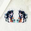 Venta caliente transfronteriza de doble cara de acrílico para Halloween, pendientes, collares y llaveros con forma de murciélago de amor