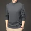 2025 Nuevo Otoño e Invierno Sudadera Pulóver de Terciopelo Alemán para Hombre de Cuello Alto Medio Color Sólido Casual Engrosada Cálida Camiseta Base Superior