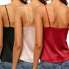 Pijama de camisola fina de verano para mujer, ropa de casa casual y cómoda, top de seda sintética, pijama de tirantes de color liso sexy al por mayor