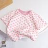 Ropa Infantil Coreana de Verano 2026 para Niñas, Estampado Integral de Corazones, Algodón Puro, Tops Casuales Holgados de Manga Corta, Camisetas, Moderno