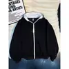 Sudadera con capucha de peso pesado para hombre, primavera y otoño, corte holgado, jersey de moda, color liso, tejido de aire, capa base casual, estilo masculino