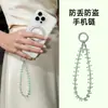 Cadena de Teléfono de Muñeca Corta en Stock, Pulsera Colgante de Cubo de Azúcar de Cristal de Moda y Sencilla, Hecha a Mano de Alta Calidad con Abalorios para Mujer