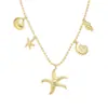 Nuevo Collar Transfronterizo de Acero Inoxidable Cabeza de Moneda Estrella de Mar Joyería Transfronteriza Elegante Gama Alta Cadena para Clavícula de Oro de 18 Quilates