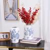 Jingdezhen Porcelana Azul y Blanca Jarrón de Cerámica Nuevo Estilo Chino Sala de Estar Entrada del Hogar Decoración de Mesa de Comedor Adornos de Flores Hidropónico