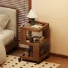 Mesa de cabeceira retrô em madeira maciça estilo vintage, mesa lateral para sofá de sala de estar estilo americano, prateleira de armazenamento, organizador móvel para quarto