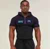 Camiseta con Capucha para Hombre de Fitness de Co-Marca UFC, Alta Elasticidad, Secado Rápido, Adelgazante, para Gimnasio, Entrenamiento de Levantamiento de Pesas y Carrera, Manga Larga