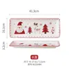 Conjunto de Louça de Mesa Cerâmica Pintada à Mão para o Natal, Prato de Bife Fofo, Prato Raso com Esmalte em Relevo, Pote Selado, Conjunto de Chá, Tigela de Cerâmica