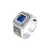 Anillo retro de moda ojo de Dios de circón azul para hombre, moda de personalidad europea y americana, moda hip hop, marca de moda, anillo índice abierto
