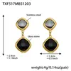 Acero Inoxidable Corte Cuadrado Borde de Pan Piedra de Vidrio Colgante Pendientes Collar Pulsera Set de Joyería Chapado en Oro de 18K