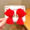 Grampo de cabelo infantil de ano novo, estilo chinês, clipe vermelho festivo, bola, acessórios para cabelo, acessórios hanfu, meninas, saudação de ano novo, cocar