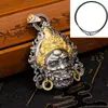 Collar Amarillo Estilo Étnico Vintage del Dios de la Riqueza para Hombres y Mujeres, Joyería Artística para el Amor y la Armonía, Nicho Chapado en Oro Hecho a Mano Estatua de Buda de Xizang