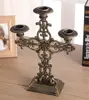 Candelabro Estilo Europeo Artesanía de Hierro Fundido Arte en Hierro Tallado Candelabro Portavelas Candelabro Retro Decoración para el Hogar y Bodas