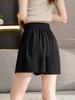9016#(Fotografía Real) Pantalones Cortos de Seda de Hielo para Mujer Verano Pierna Ancha Cintura Alta Fruncido Deportes Ocio Sueltos Forma A