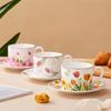 Estilo retro pintado à mão Tulipa flor de cerejeira leite café caneca de cerâmica copo de chá bonito feminino Milk Cup
