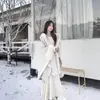 Otoño e Invierno Felpa Elegante Cardigan de Punto Abrigo Vestido para Mujer con Capucha de Alta Gama Holgado Abrigo Capa Engrosado