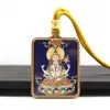 Acero de Titanio Pintado a Mano Oro Arena Mineral Thangka Colgante Ocho Santos Protectores Buda de Nacimiento Colgante de Buda Portátil Collar Venta al por Mayor