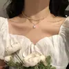 Gargantilha Internet Celebridade Vintage Ins Simples Colar de Pérolas de Camada Dupla Moda Feminina Cadeia de Clavícula Curta Colar Jóias de Pescoço
