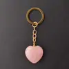 Llavero de Cuarzo Rosa Natural Cristal Piedra Semipreciosa Colgante de Corazón de 30 mm Corazón de Durazno en Forma de Corazón Colgante de Piedra Natural Fabricante