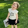 Conjunto de Verão para Meninas 2026 Novo Estilo Coreano Conjunto de Duas Peças Sem Mangas para Meninas, Conjunto Completo Ootd, Roupas de Verão Infantis