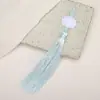 Franja de Borla de Lótus de Jade Branco Ornamento Decoração Pendente de Leque Antigo Acessório de Borla Pendente Lanterna Hanfu Acessório Decoração