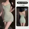 Nuevo Camisón Sexy para Mujer 2026, Cuello en V, Busto Pequeño, Estilo Puro Deseo, Corte Ajustado, Camisola de Noche con Ribete de Encaje y Almohadillas en el Pecho