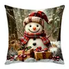 Nueva Funda de Cojín Estilo Navideño Papá Noel Impresión Digital Multiescenario Hogar Decoración Suave Cojín Festivo Funda de Cojín