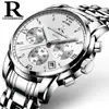 Ruizhiyuan aço fino caixa aço pulseira multi-função relógio de aço masculino original quartzo 6 ponteiros atacado negócio relógio não mecânico