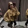 Para Moda Europea y Americana Transfronteriza Aliexpress Más Vendido Textura Gamuza Elegante Moderna Aviador Corte Amplio Chaqueta