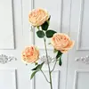 Flores Artificiales de Rosa en Capas de 3 Cabezas con un Toque de Alta Gama para Decoración del Hogar, Adornos de Flores Falsas, Accesorios para Fotografía y Flores Artificiales de Exportación