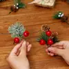 Mini ramo de piñas y agujas de pino transfronterizo decoración de árbol de Navidad caja de regalo accesorios DIY ramas de piña dorada