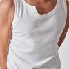 Chaleco Negro Americano de Hilo Grueso para Hombre Invierno Fitness Sin Mangas Camiseta Básica Deportiva Ajustada Chaleco Singlet