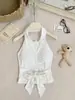 Chaleco de Verano para Mujer, Estilo Hong Kong, Cuello Polo, Corte Entallado, Plisado, de Botones, Top Corto sin Mangas
