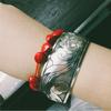 Pulsera Étnica Retro Plata Estilo Europeo y Americano Grabada Abierta Ancha Moda Personalidad Plata Miao Hacer Vieja Joyería Antigua