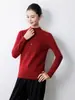 Ropa de alta gama lista para usar con un diseño simple y duradero, con cuello semi-alto y mangas largas, top versátil para mujer para primavera y otoño con un ambiente casual y elegante