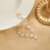 Brincos Longos de Prata 925 com Pino Coreano, Estilo Hepburn de Celebridade, Brincos Finos com Pérola de Amor para Rosto, Clipe de Orelha