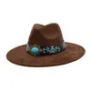 Aliexpress Amazon Otoño Top de Corazón de Gamuza Sombrero Fedora de Ala Ancha Sombrero Jazz de Ala Plana Sombrero de Caballero