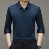 Camisa casual de manga larga para hombre, nueva de primavera 2023, color liso, elástica, moderna, a la moda, una pieza, entrega